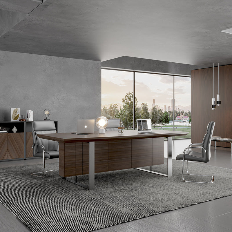 INIGO Boardroom Meeting Table 2.4M - Hazelnut & Black