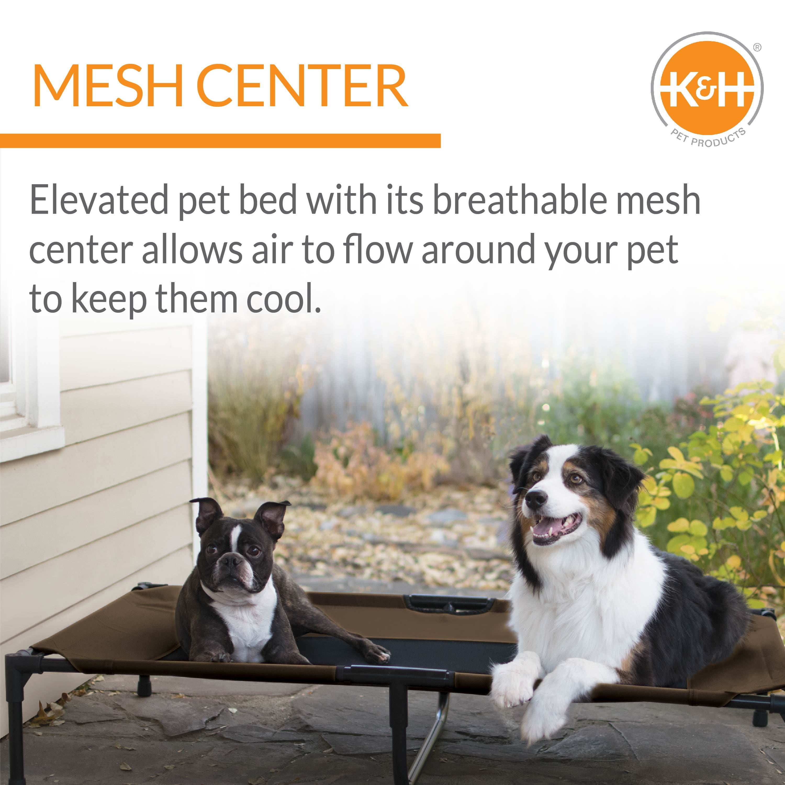 KandH Original Pet Cot Elevated Dog Bed Chocolate/Black Mesh X-Large 32 X 50 X 9 Inches