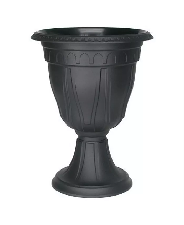 DCN Plastic Tall Azura Urn Planter Black 20 inch height