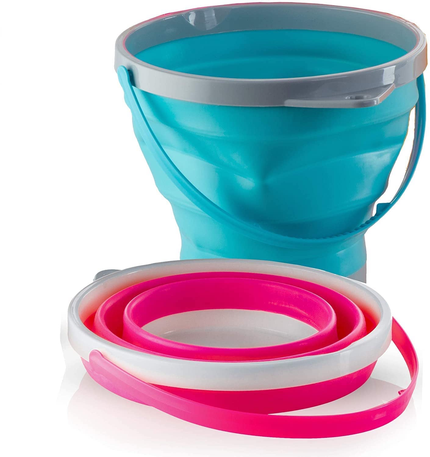 Top Race Foldable Pail Bucket Silicone Collapsible Bucket Multi Purpose 7 Liter, 2 Gallons (Pack of 2)