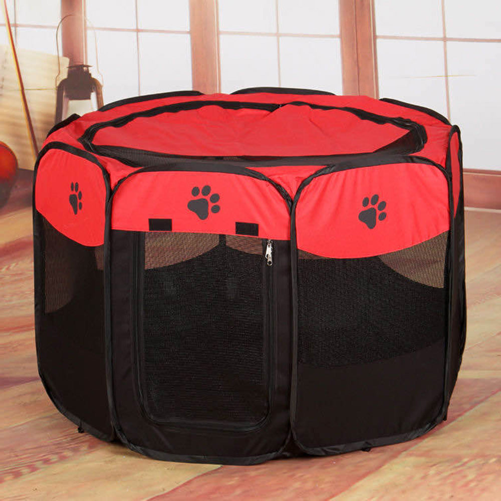 Portable Foldable Waterproof Pet playpen Open-Air Oxford Air Mesh Playpen and Exercise Pen Tent House Playground for Dogs and Cats Small size