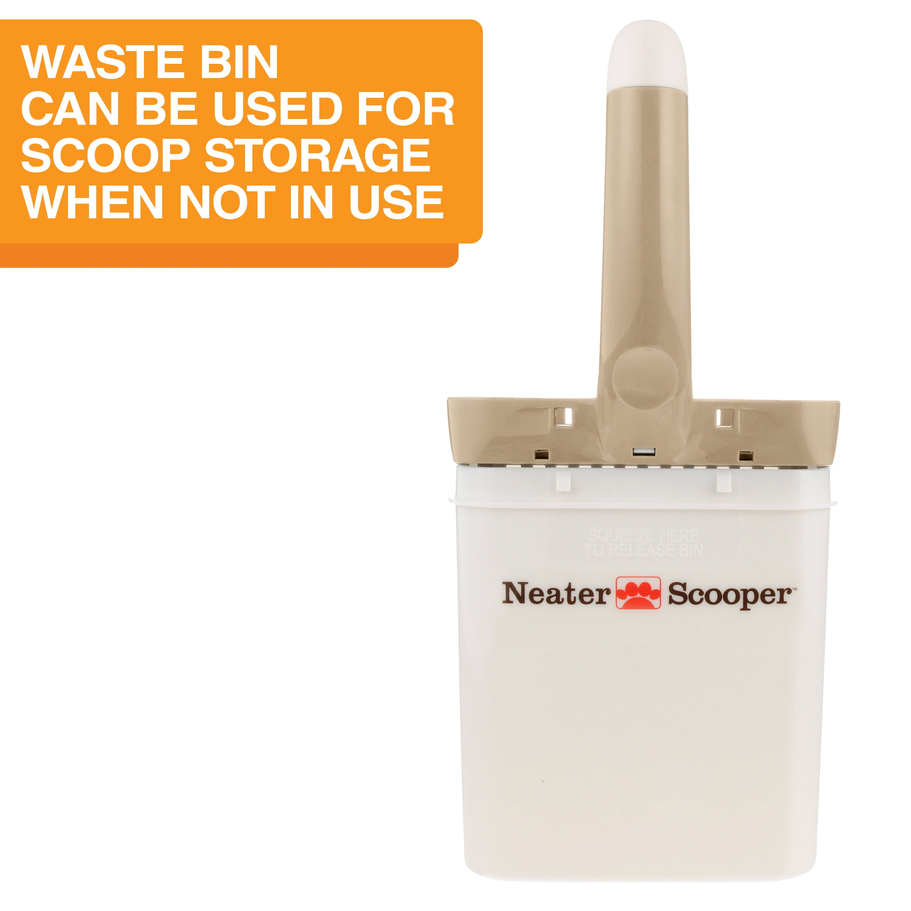 Neater Pets Neater Scooper Mess-Free Cat Litter Scoop with Waste Container - Includes 195 Count Refill of Bags， Tan