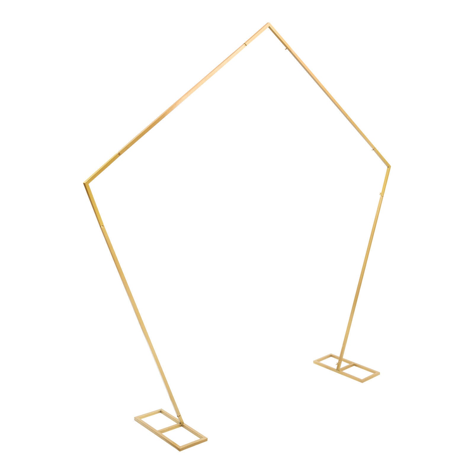 Flkoendmall 99" Pentagon Arch Wedding Backdrop Stand Gold Wrought Iron Framework Flower Rack