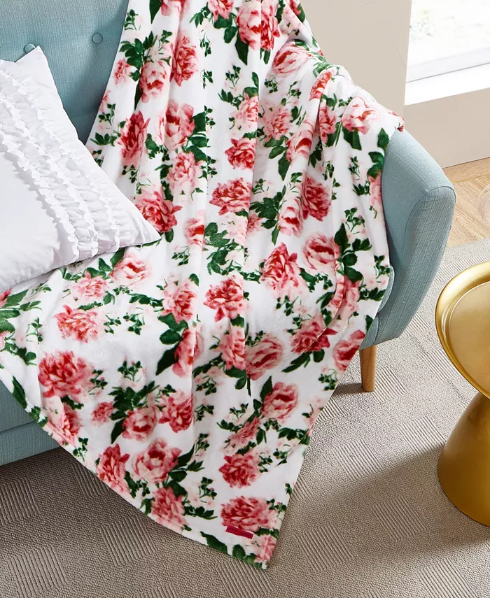 Betsey Johnson Blooming Roses Ultra Soft Plush Throw