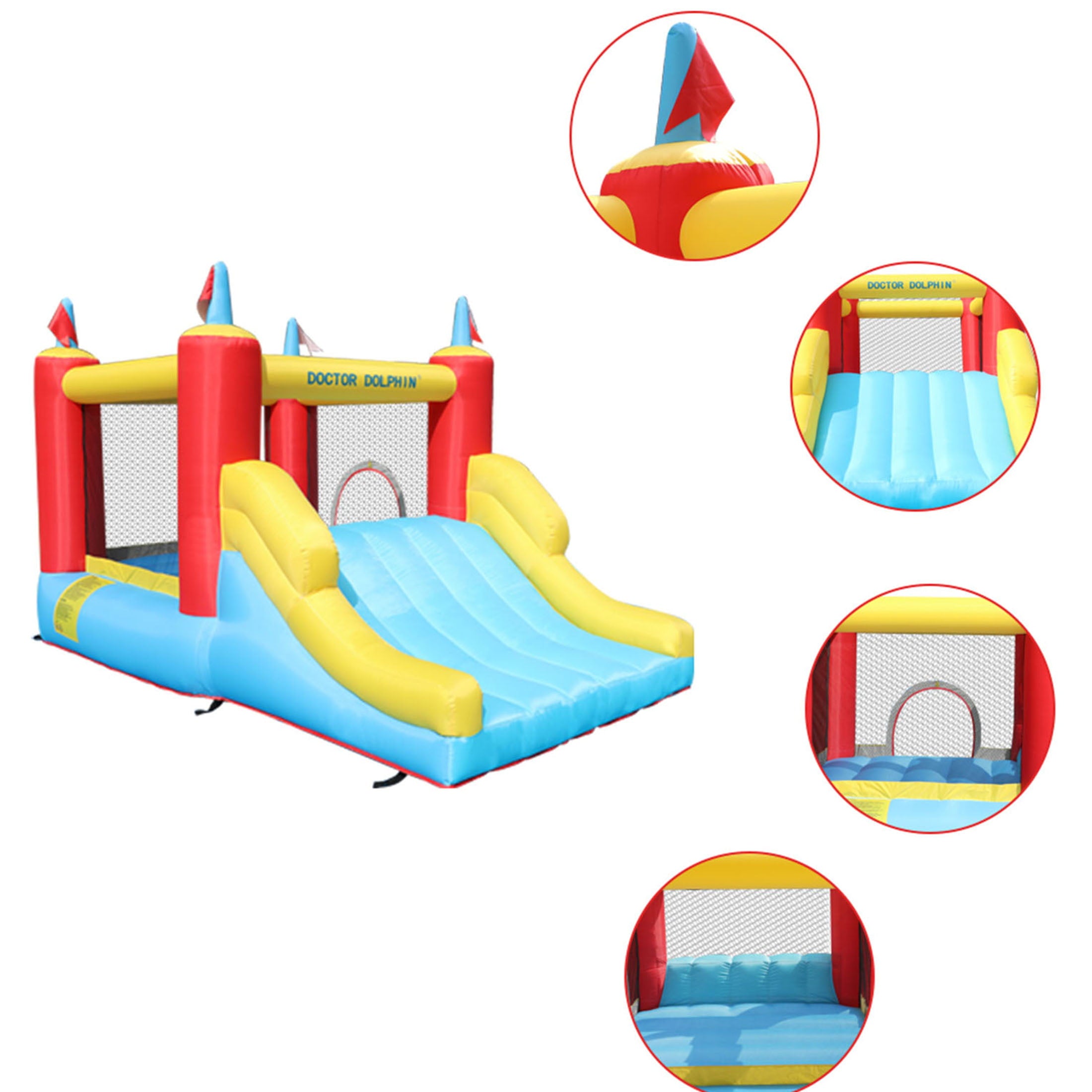 Dcenta Slide Bouncer with Slide Inflatable Jumper Bouncing House Jumping Castle Heavy Duty Backyard Kids Party Bouncer House