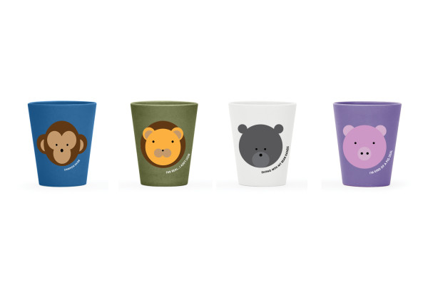 Red Rover Bamboo Cup， Set of 4， (Blue， Green， Purple， White)