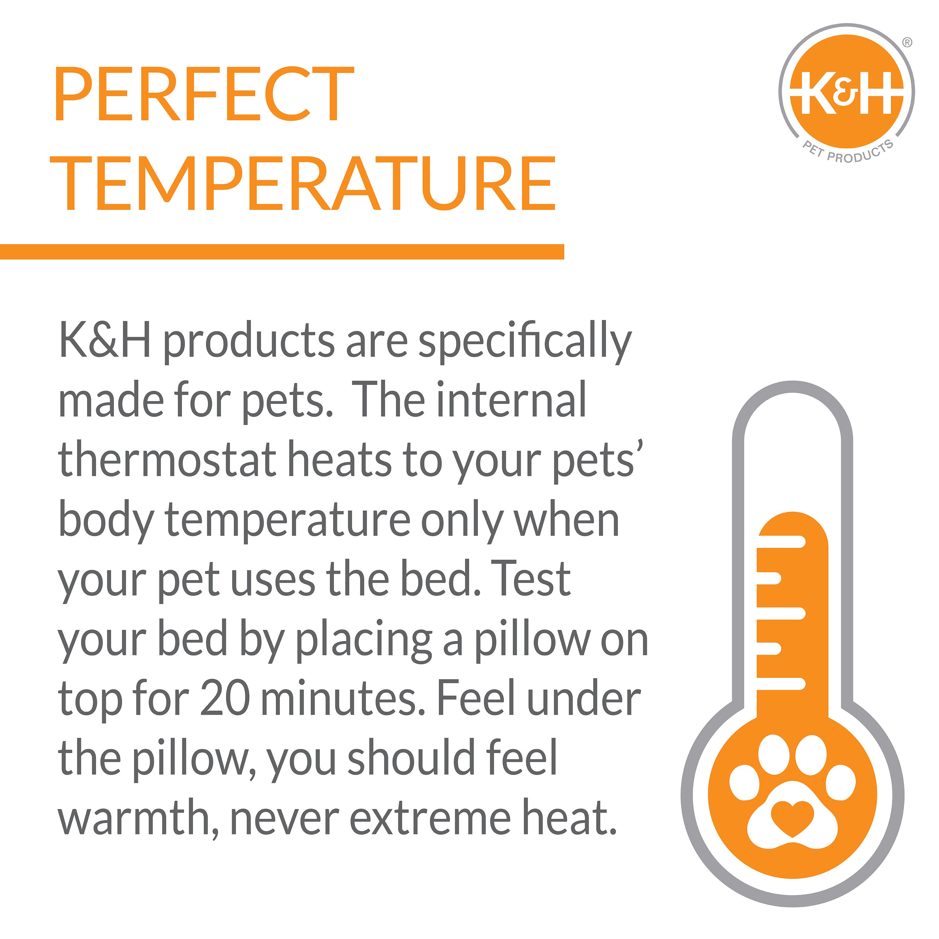 KandH Pet Products Thermo Plush Pad Indoor Heated Pet Bed Gray Medium 17.5 X 28 Inches