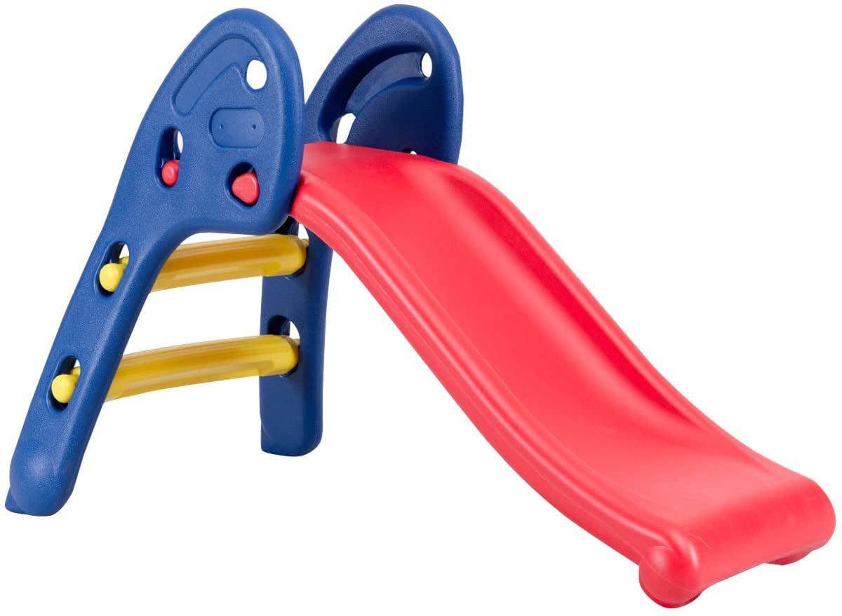 Baby Joy Folding Slide， Indoor First Slide Plastic Play Slide Climber Kids (Ellipse Rail)