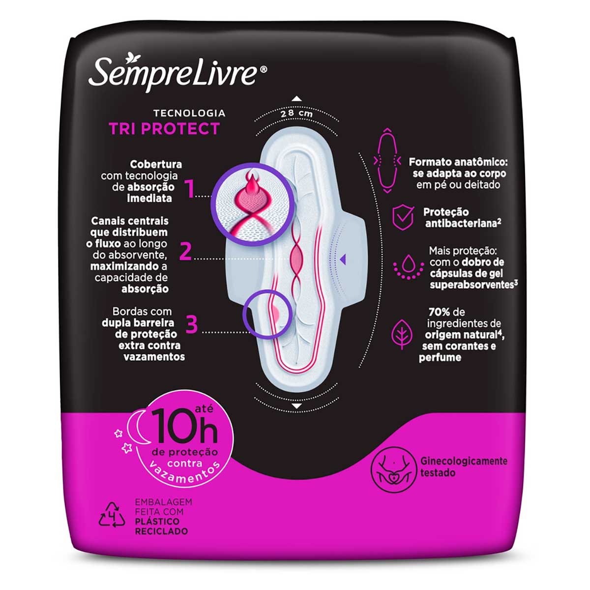 Absorvente com Abas Sempre Livre Conforto Noturno Seca 8 Unidades