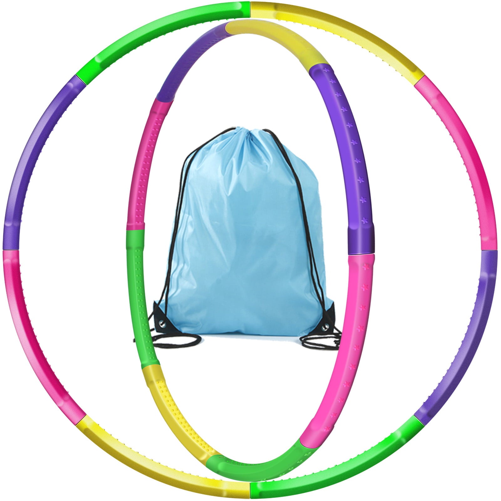 2 Set Kids Exercise Hoops W/Bag， Adjustable 3-12 Child Fitness Hoop Toy