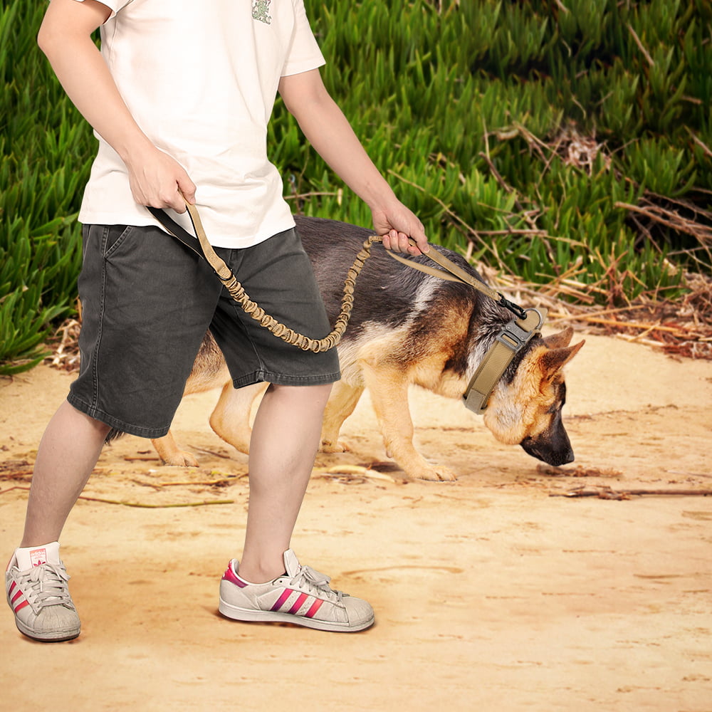 Plutus Pet Tactical Dog Collar， Soft Padded， Adjustable With Heavy Duty Metal Buckle， Military Dog Collar With Control Handle For Medium Large and Extra Large Dogs (L， Brown Set)