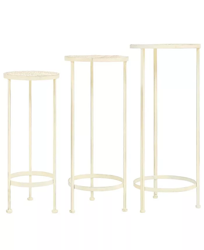 vidaXL Plant Stand Set 3 Pieces Vintage Style Metal Antique White