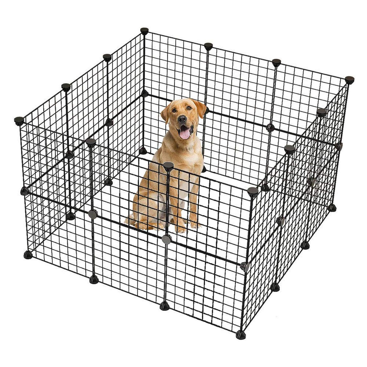 GoDecor Pet Playpen Indoor Foldable Metal Dog Playpens， Black