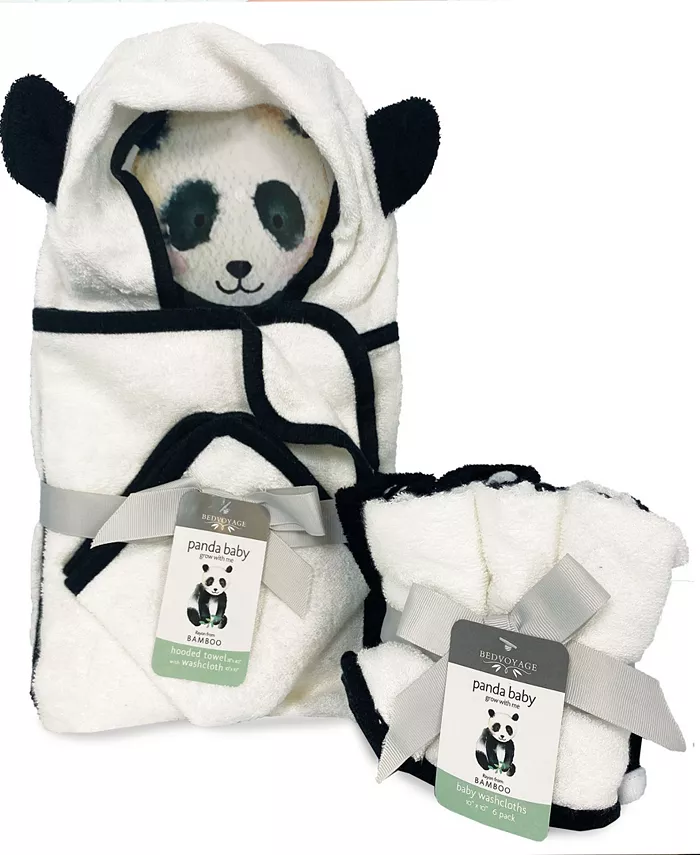 BedVoyage Panda Baby Viscose from Bamboo Bath Essentials， 8pc Baby Gift Set