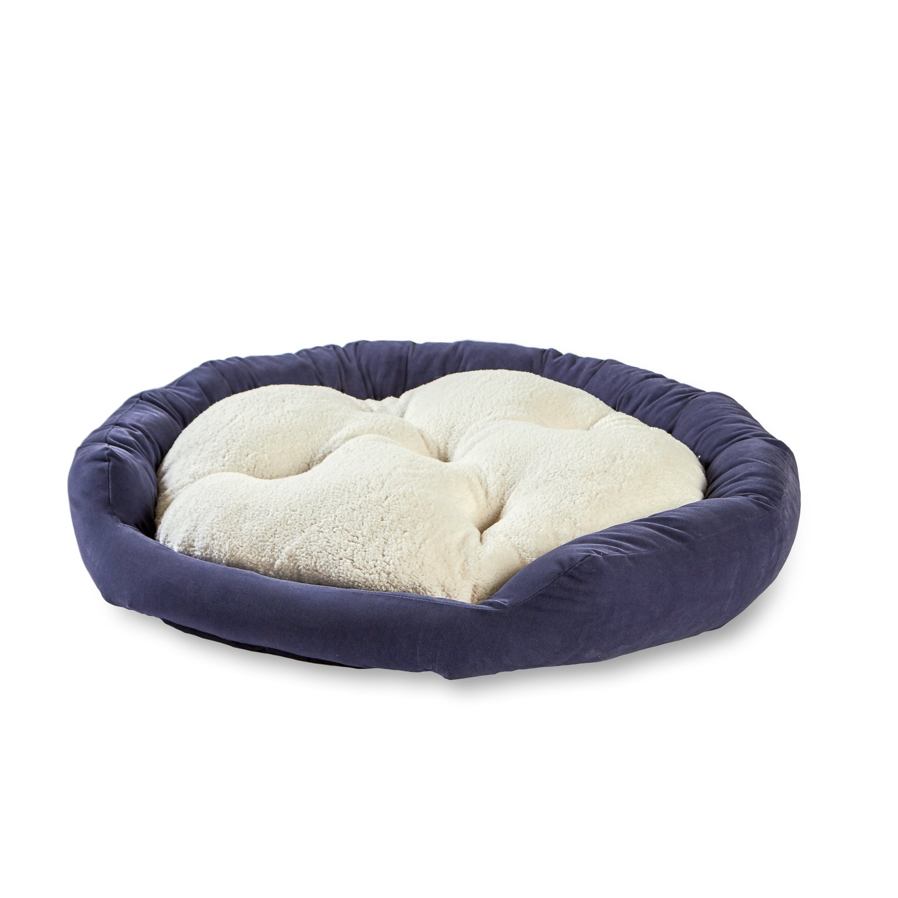 Happy Hounds Chloe Denim Sherpa Cuddler Donut Cat Bed