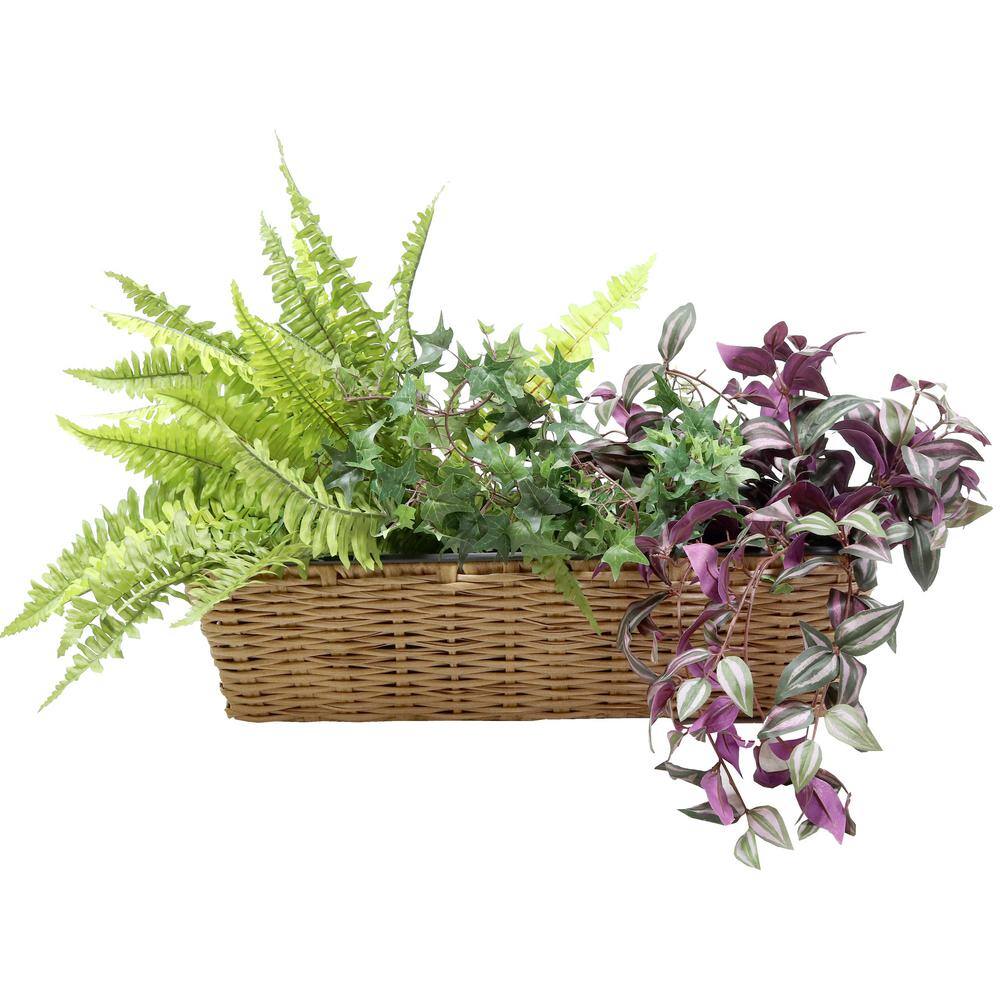 Sunnydaze Decor Sunnydaze Hanging Rectangle Polyrattan Rail Planter with Plastic Liner - Brown NHU-577