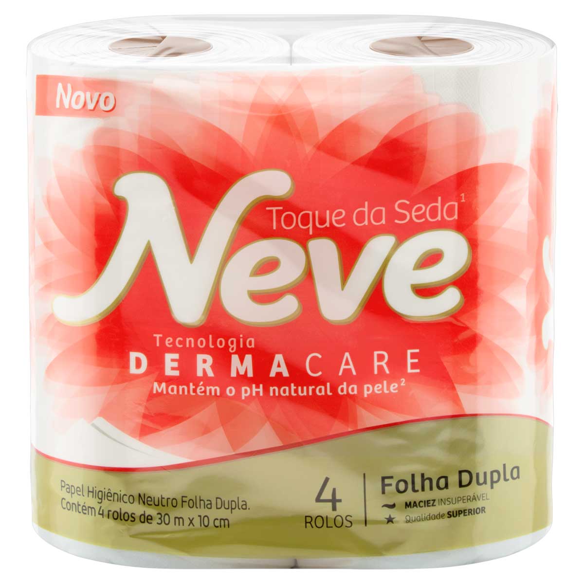 Papel Higienico Folha Dupla Neutro Neve Toque da Seda 30m Pacote 4 Unidades
