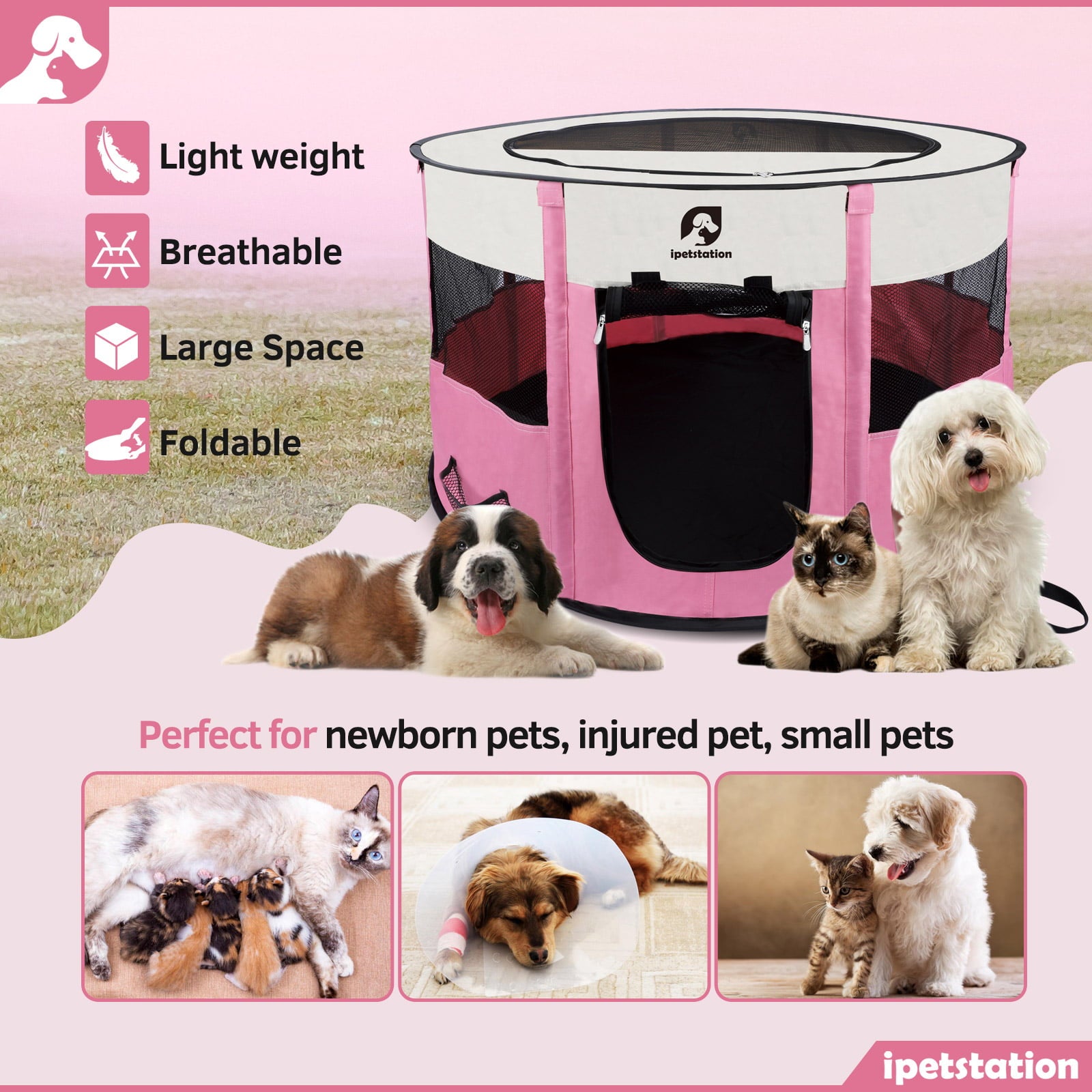 LAKWAR Large Pet Playpen for Dogs and Cats， 36