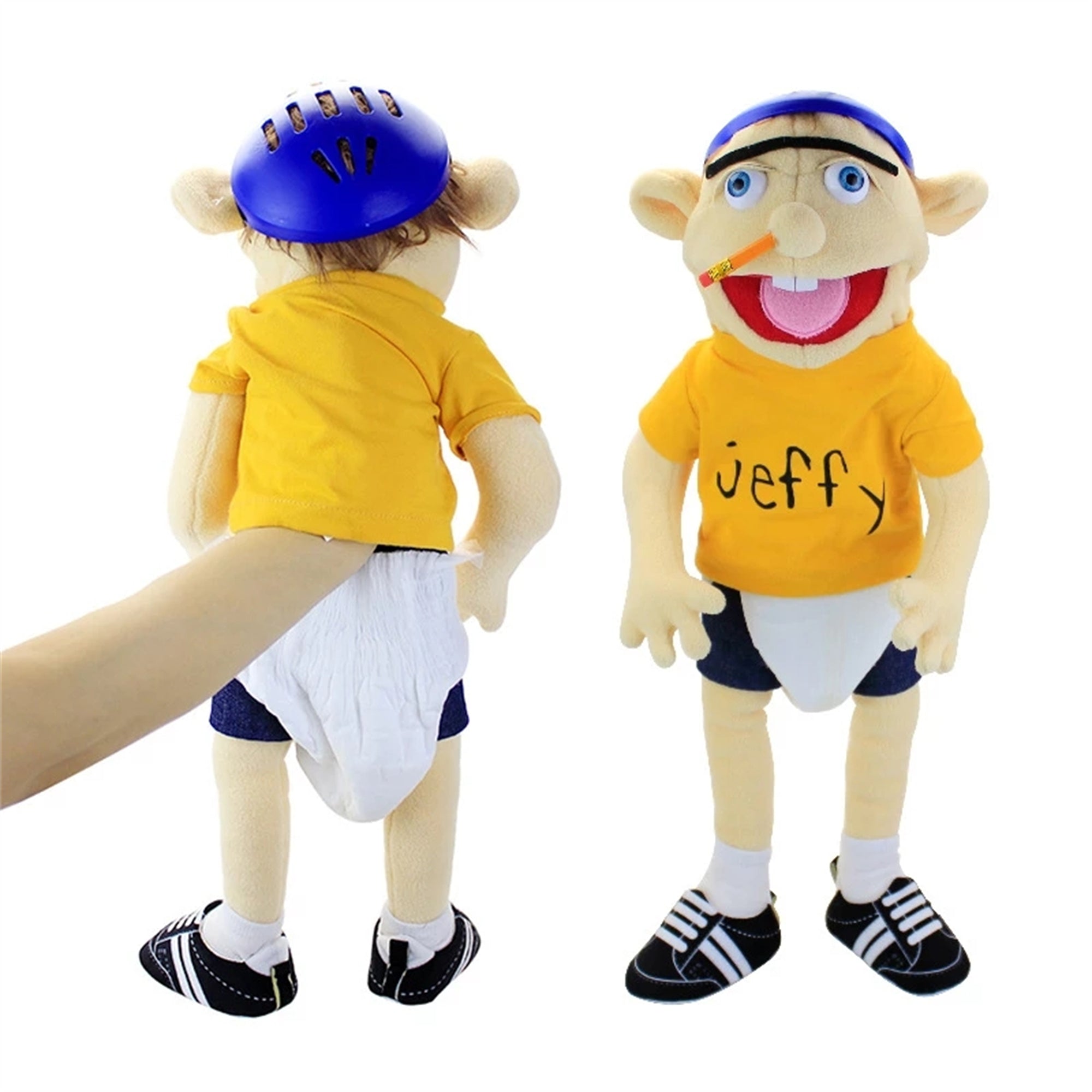 60CM Jeffy Hand Puppet Plush Toy Stuffed Doll Cartoon Figure For Playhouse Kids Educational Gift for Birthday Christmas