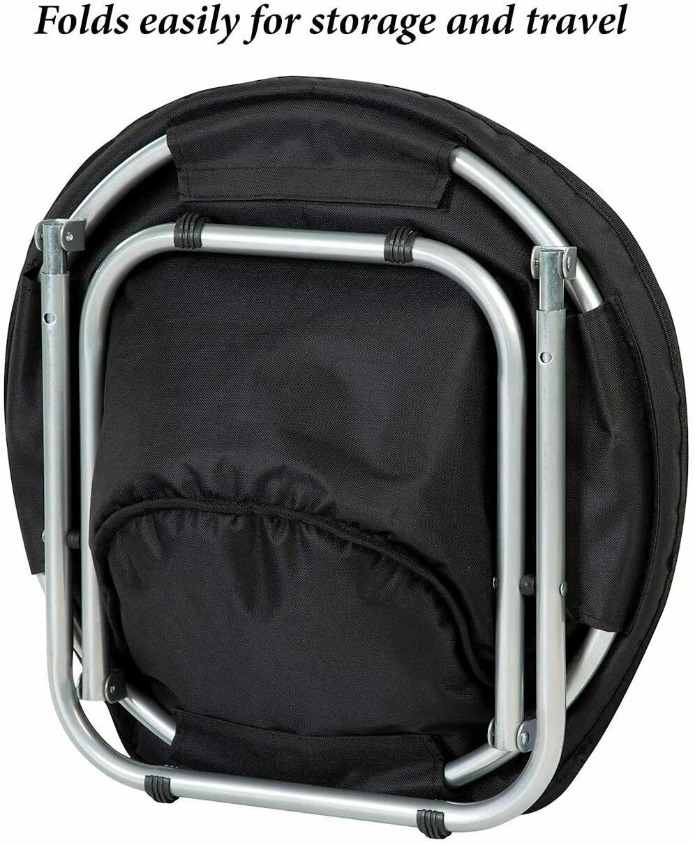 Pet Cot Chair - Portable Round Fold Out Elevated Cat Bed - Brown Fleece Top Cushion - Papasan Chair for Small Dogs