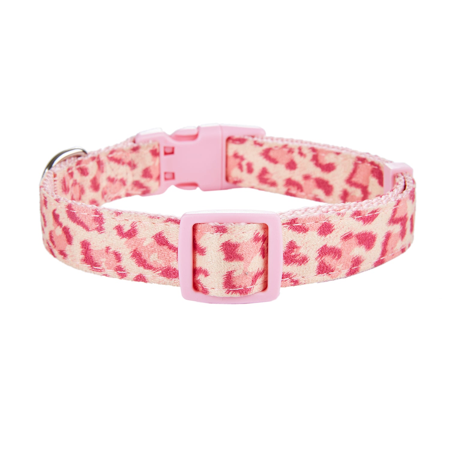YUDOTE Funky Dog Collar and Leash Set Small Soft Strong Coller Lead Combo with Premium Flocking Fabric for Small Sized Breeds Daily Walking，Pink Leopard Pattern