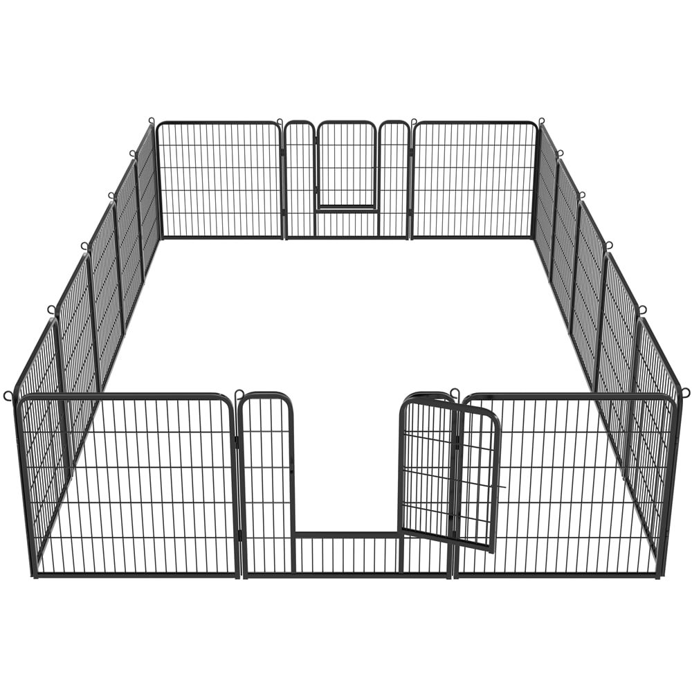 Topeakmart 16 Panel Metal Dog Playpen Heavy Duty Pet Fence with Door， Black