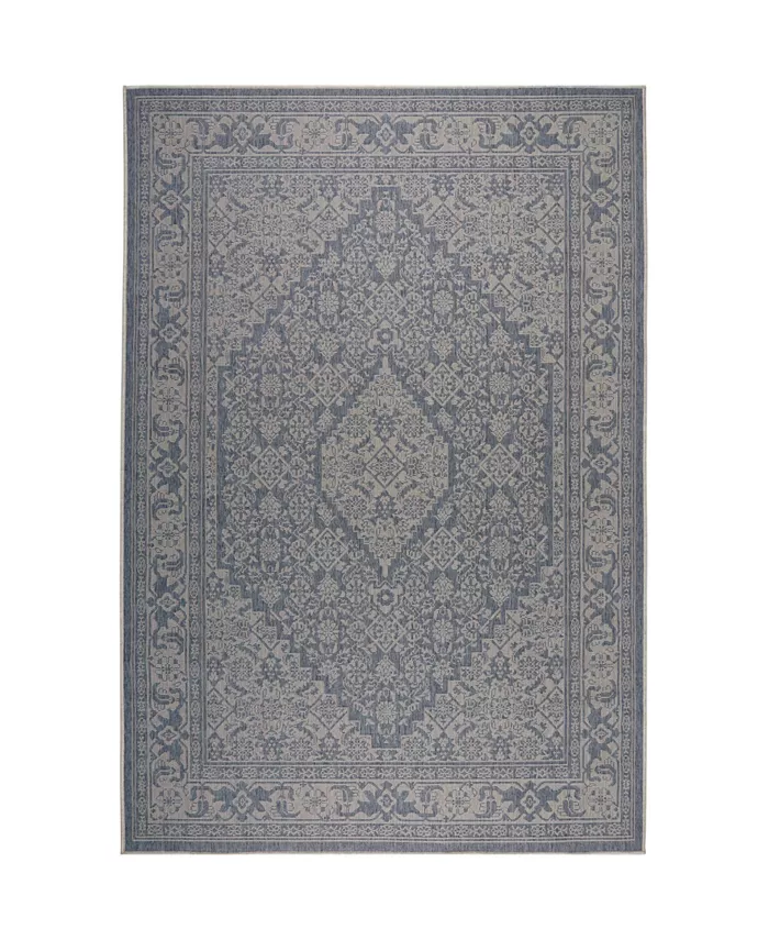Nicole Miller Patio Country Dahlia Blue Outdoor Area Rug Collection