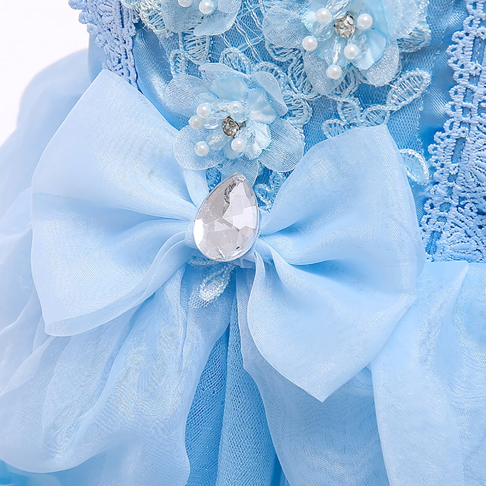IMEKIS Cinderella Costume for Toddler Girls Princess Costumes Cinderella Dress Up Jewelry Set Crown Fairy Wand Baby Kids Halloween Cosplay Role Play Birthday Outfit 9-10 Years Light Blue