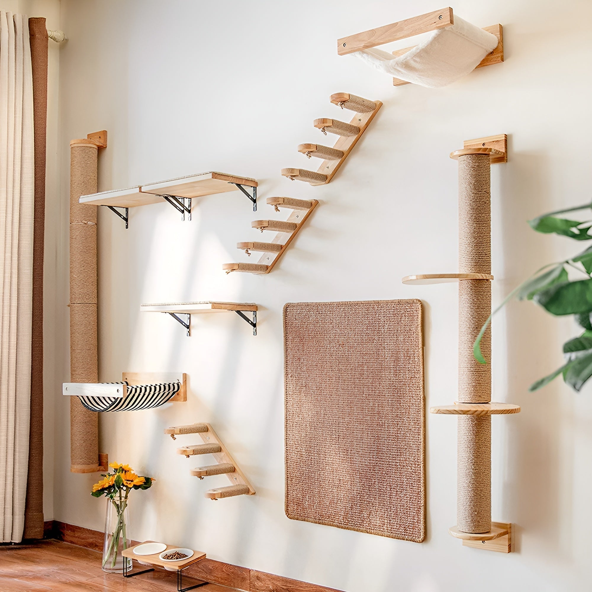 PurrMount Board | Wall-Mounted Cat Climbing Shelf with Scratching Post