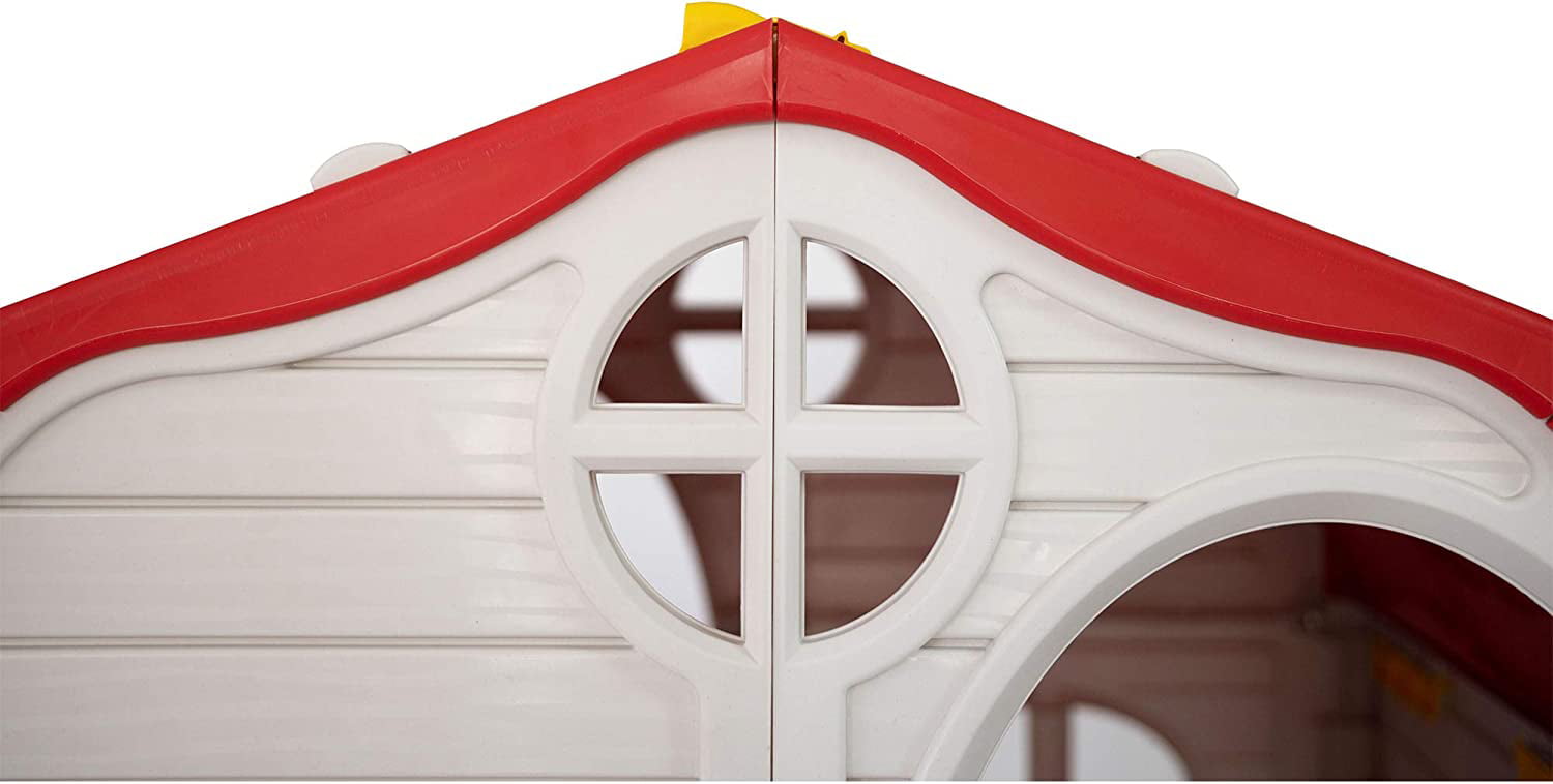 Kid's Classic Real Feel Cottage Compact Foldable Plastic Toddler Outdoor Playhouse for Children Ages 2 Years Old and Up, White