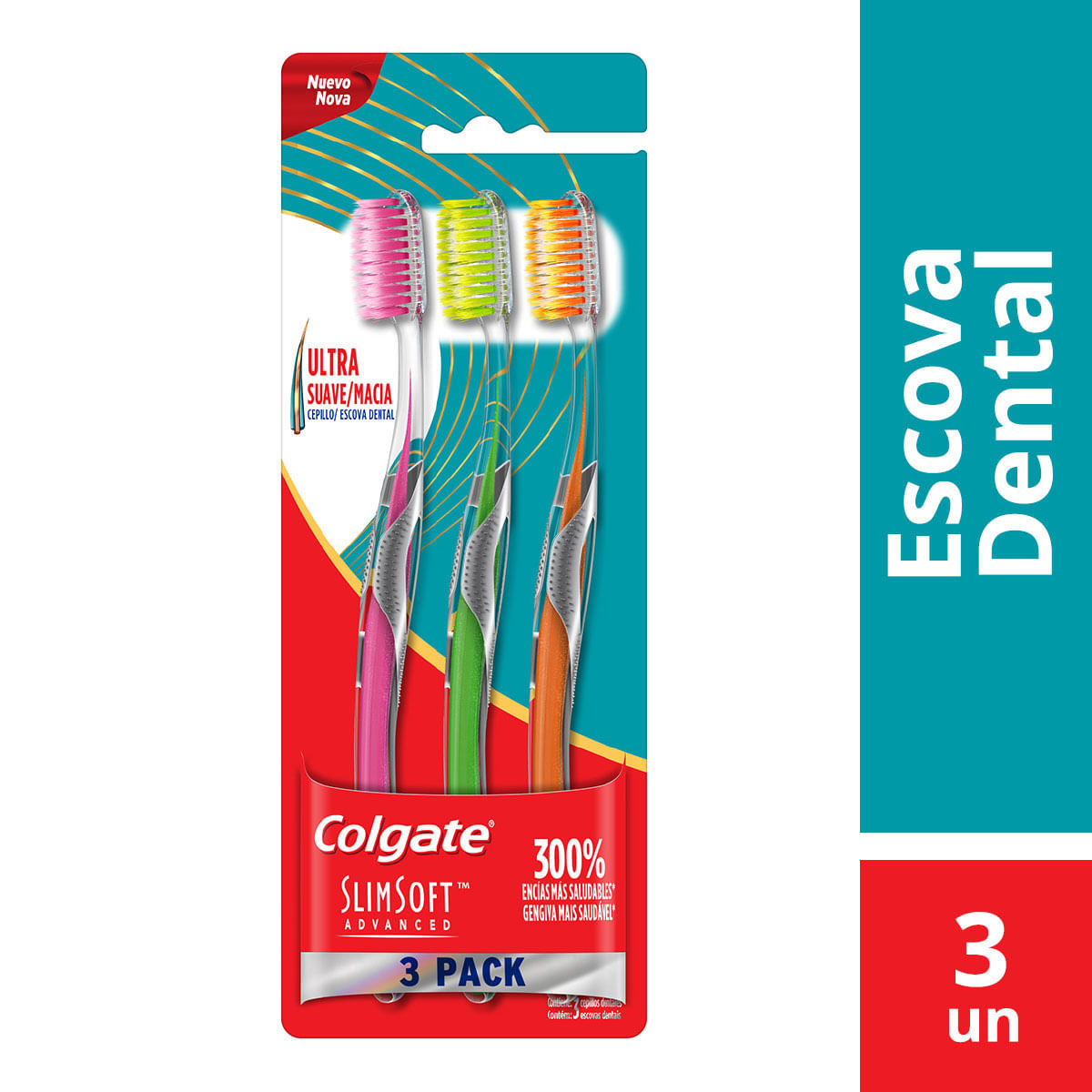 Escova de Dente Colgate Slim Soft Advanced 3 unid