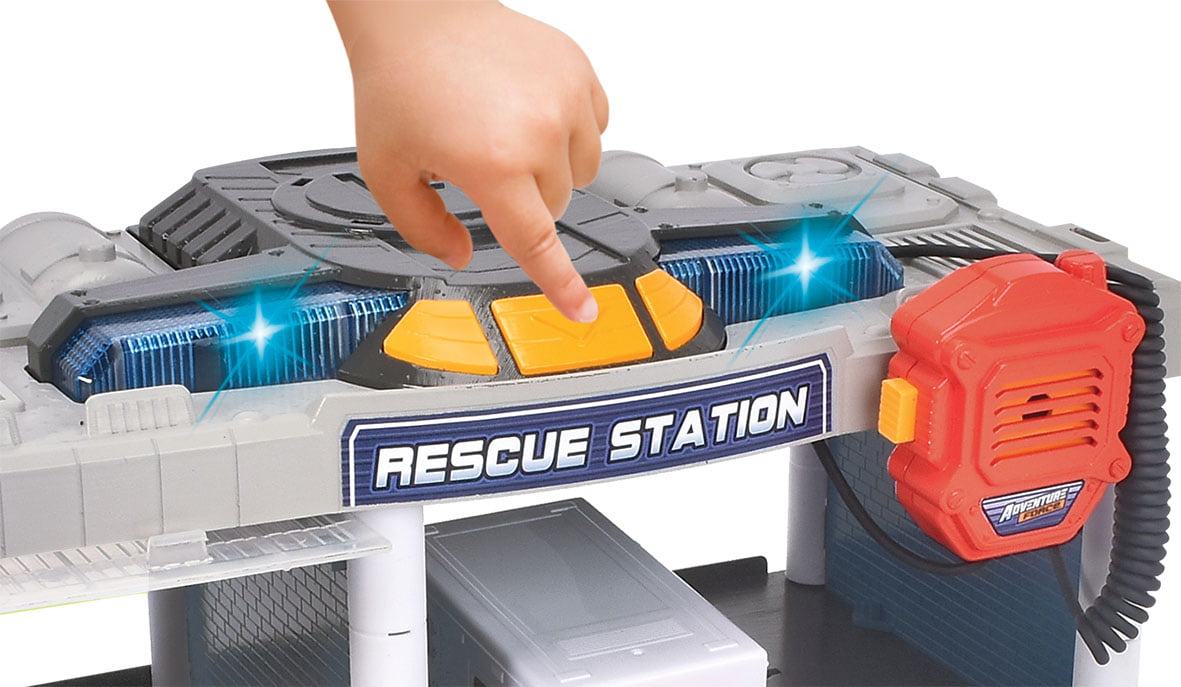 Adventure Force Rescue Station Freewheel Vehicle Playset， Lights and Sound， 3 Vehicles Included， Children Ages 3 and Up