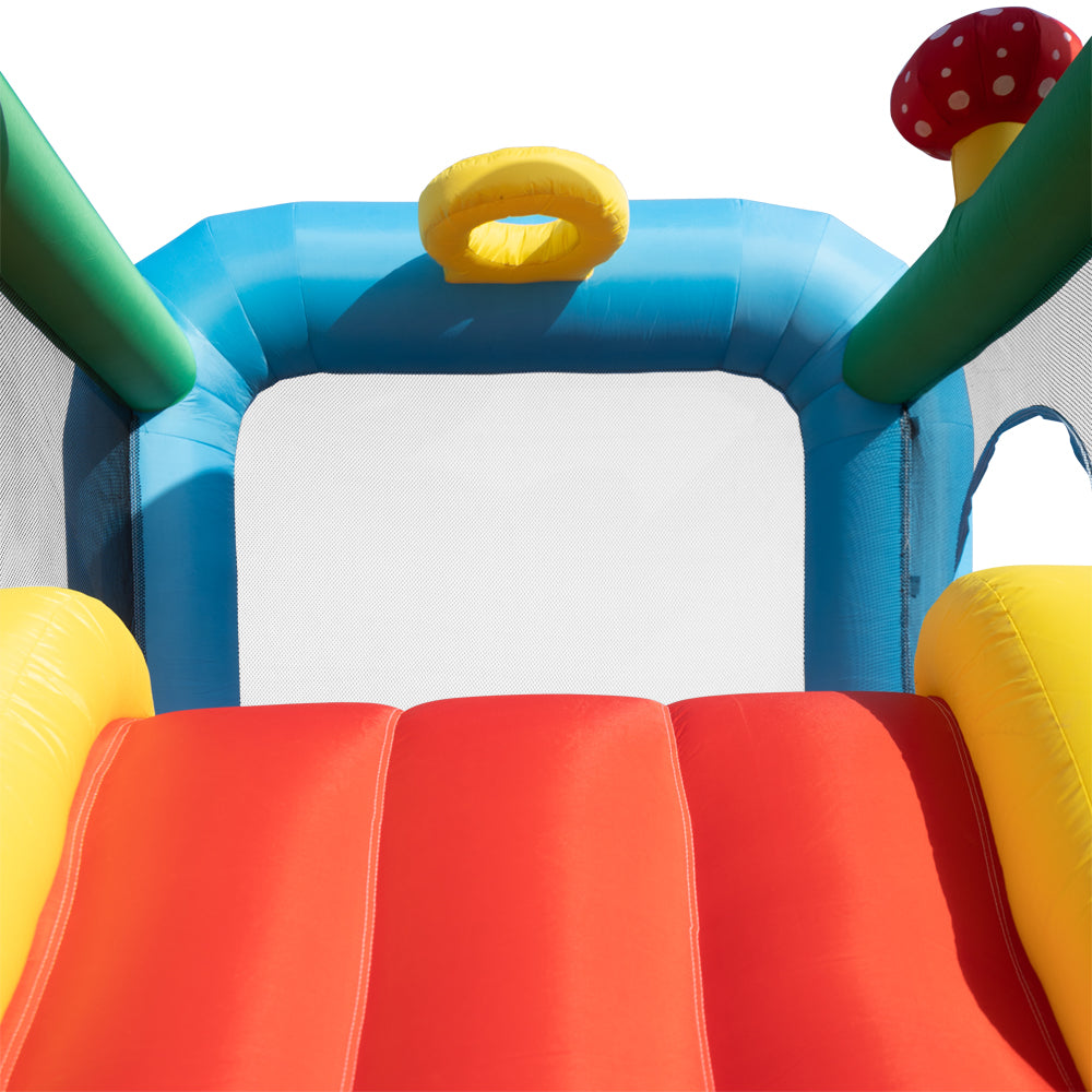 Kids Inflatable Water Slide， Inflatable Jumping Castle with Mini Swimming Pool and Slide， include Blower， Slide Bouncer Water Pool， Mushroom Pattern