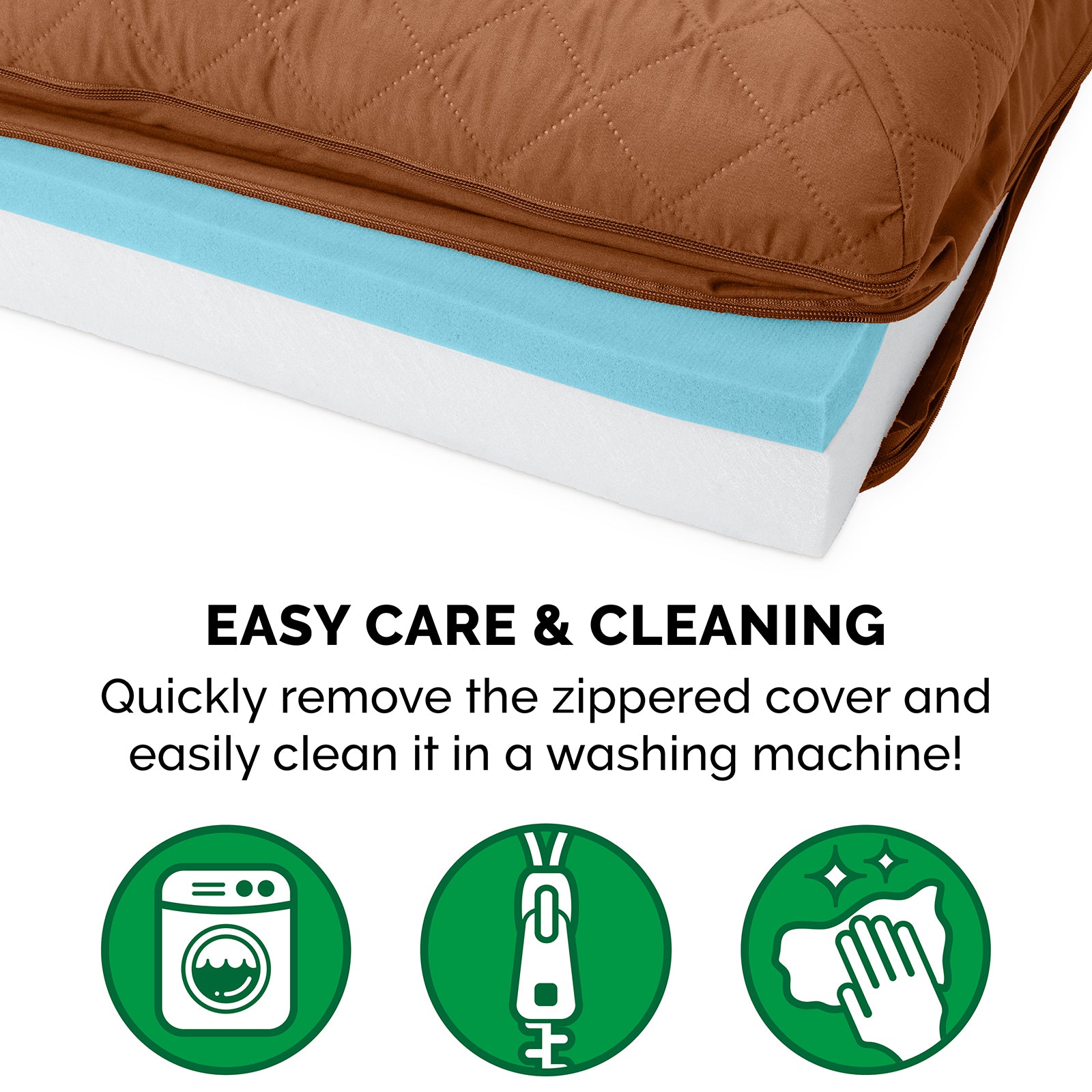 FurHaven Pet Products | Cooling Gel Memory Foam Orthopedic Quilted Sofa-Style Couch Pet Bed for Dogs and Cats， Toasted Brown， Large