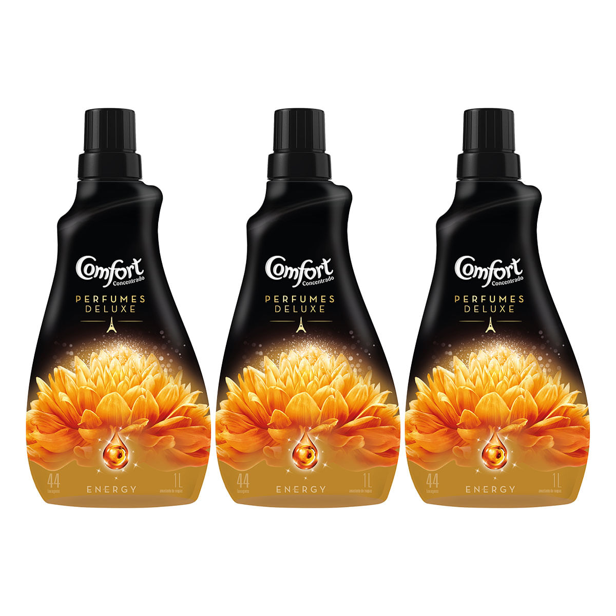 Amaciante Comfort Concentrado Energy Oleos Essenciais 1 Litro - 3 Unidades