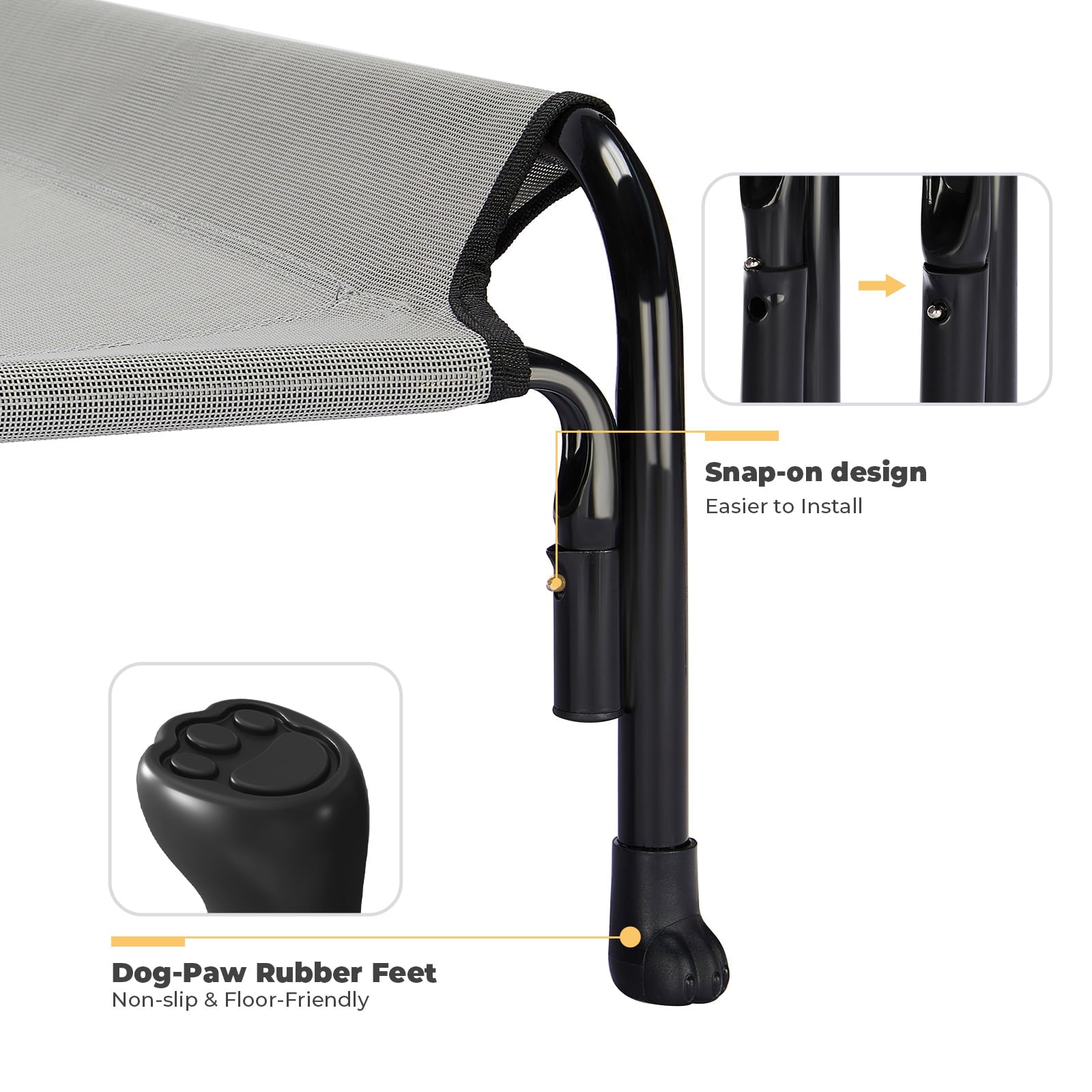 Veehoo Cooling Elevated Dog Bed， Chew Proof Dog Cot with Washable Mesh， Medium， Grey