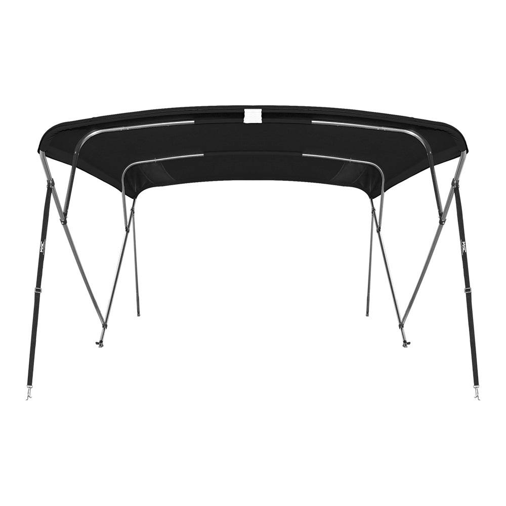 Seamander 4 Bow Bimini Top Boat Cover with Rear Support Pole and Storage Boot， Black