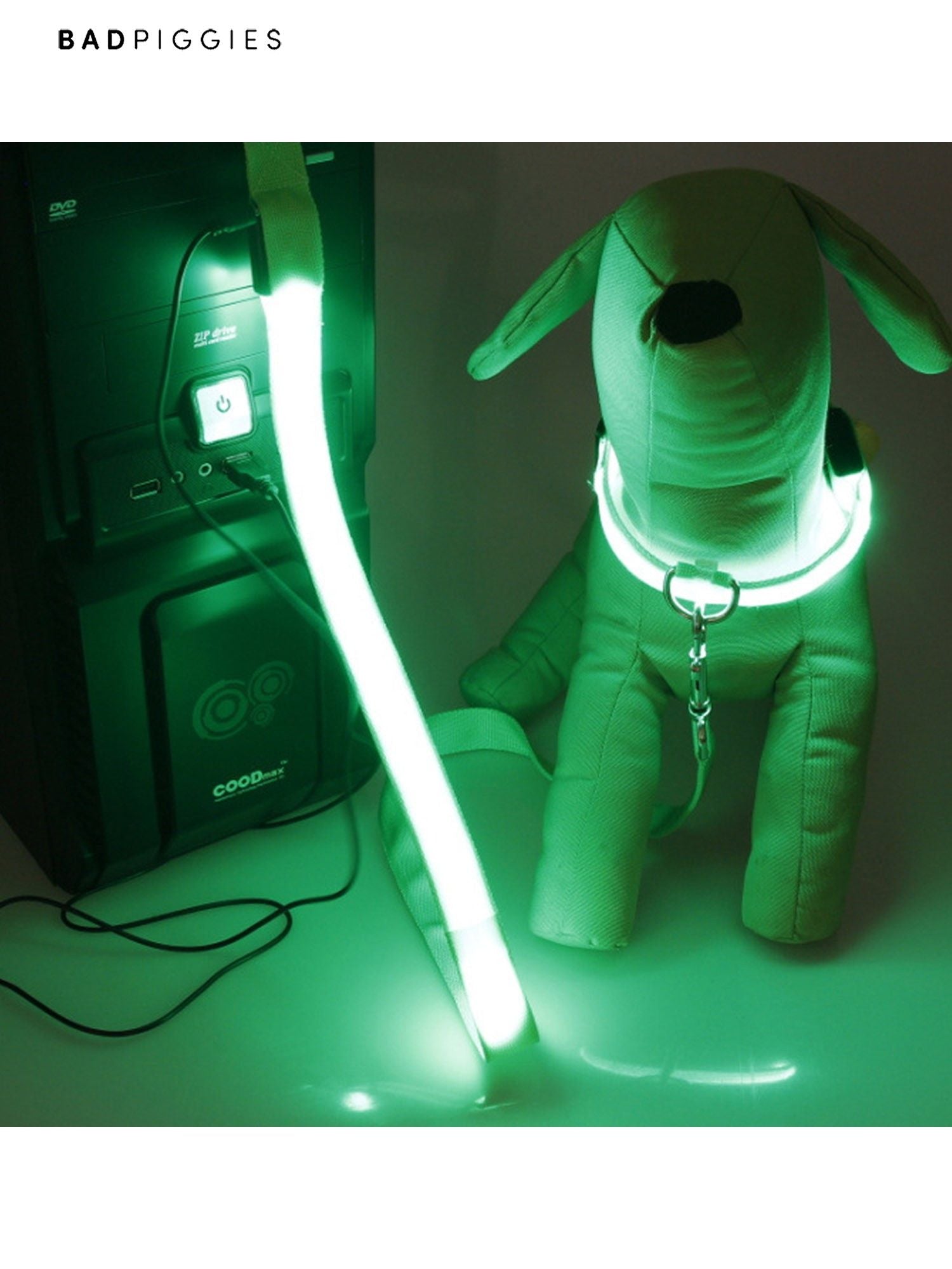 BadPiggies LED Dog Collar Pet Collar Rechargeable USB Reflective Adjustable Safety Flashing Luminous Leashes Light Up Night For Small Medium Large Dogs