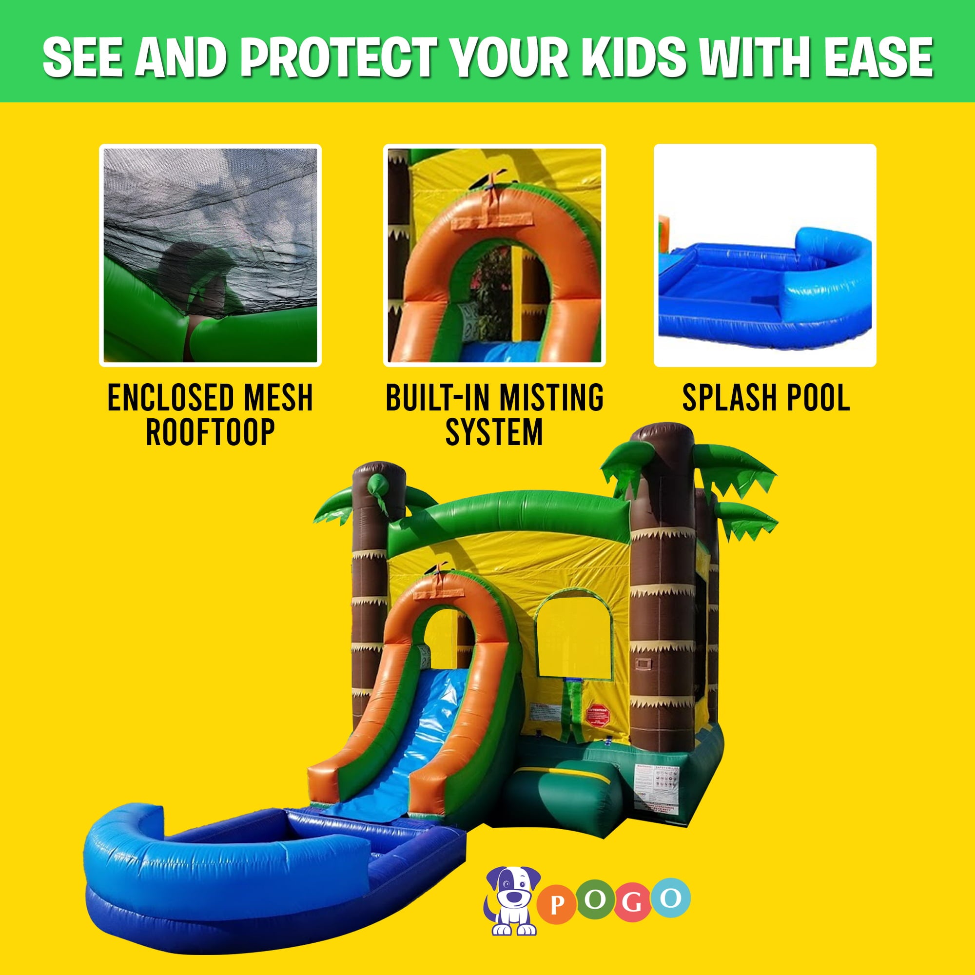 Pogo Bounce House Tropical Inflatable Trio