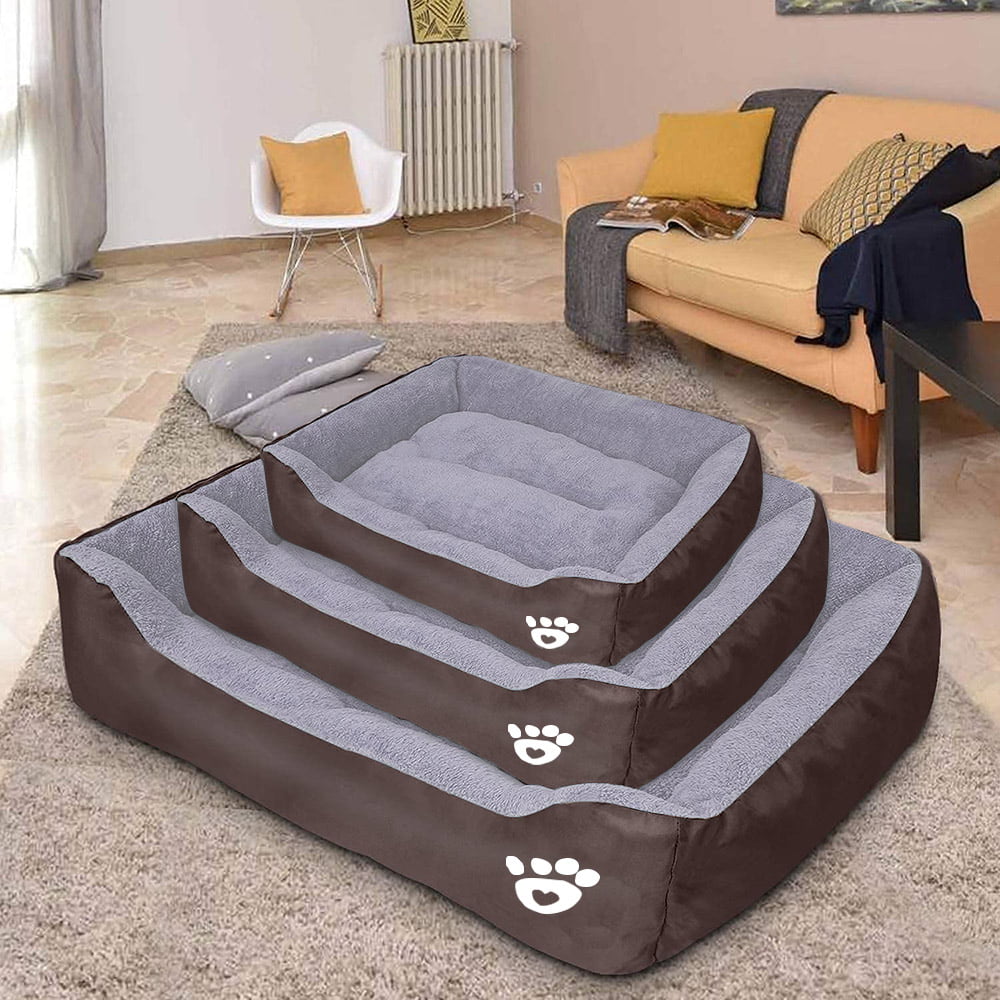 AEDILYS Small Dog Beds， Rectangle Washable Pet Bed with Firm Breathable for Cats， Sleeping Orthopedic Small Beds(Brown)