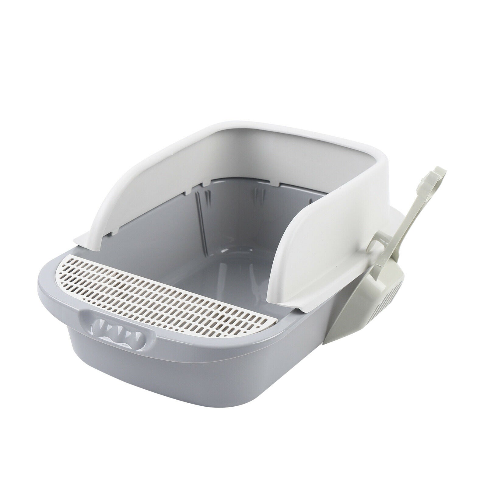 Semi-Closed Portable Cleaning Cat Litter Box Plastic Clean Trapper Gray