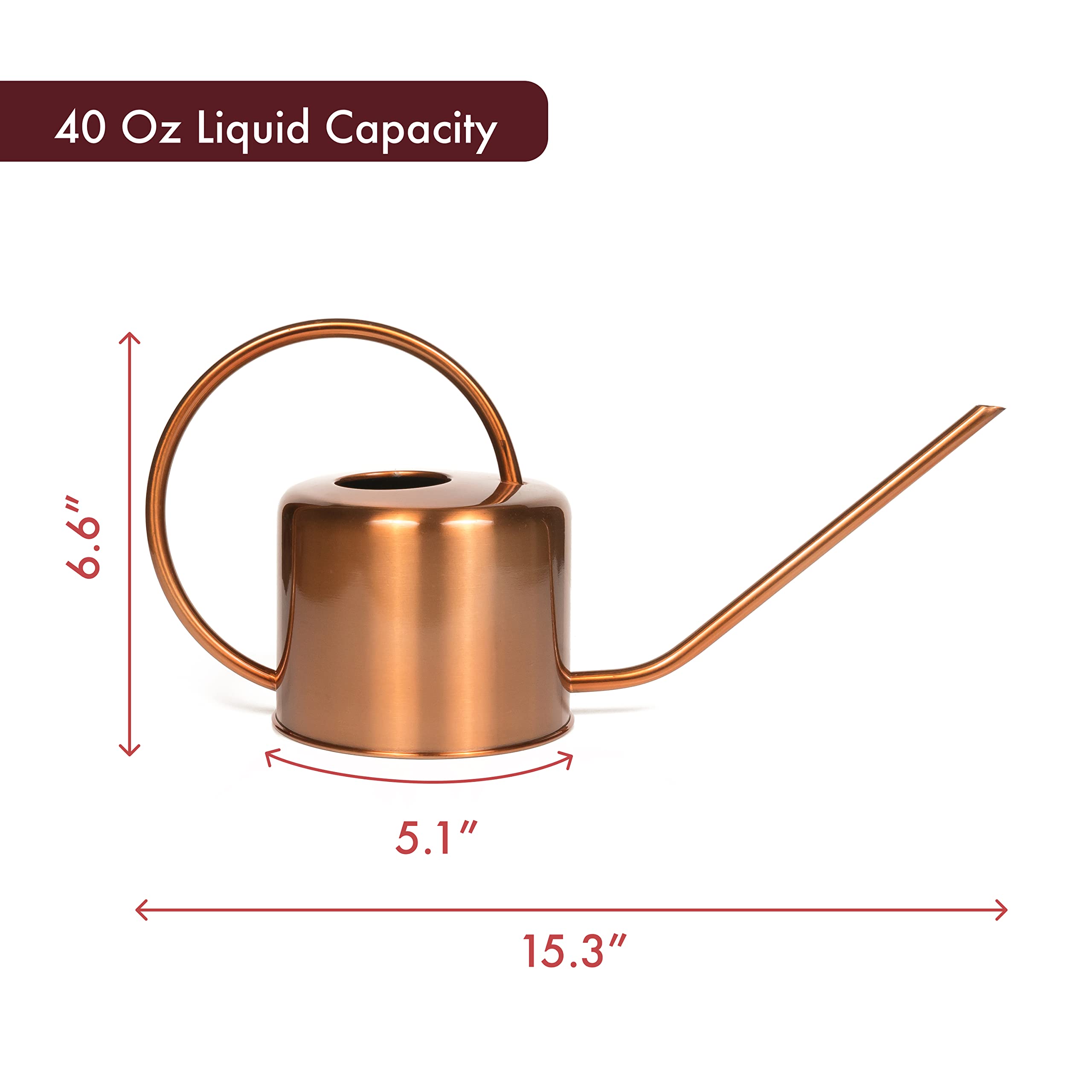 Homarden Copper Colored 40Oz Watering Can - Metal Watering Can With Easy Pour