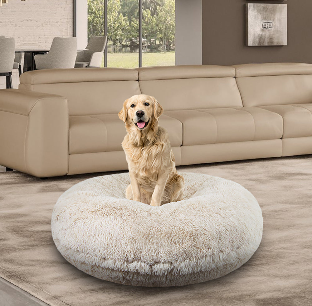 Bessie and Barnie Signature Blondie Luxury Shag Extra Plush Faux Fur Bagel Pet/ Dog Bed