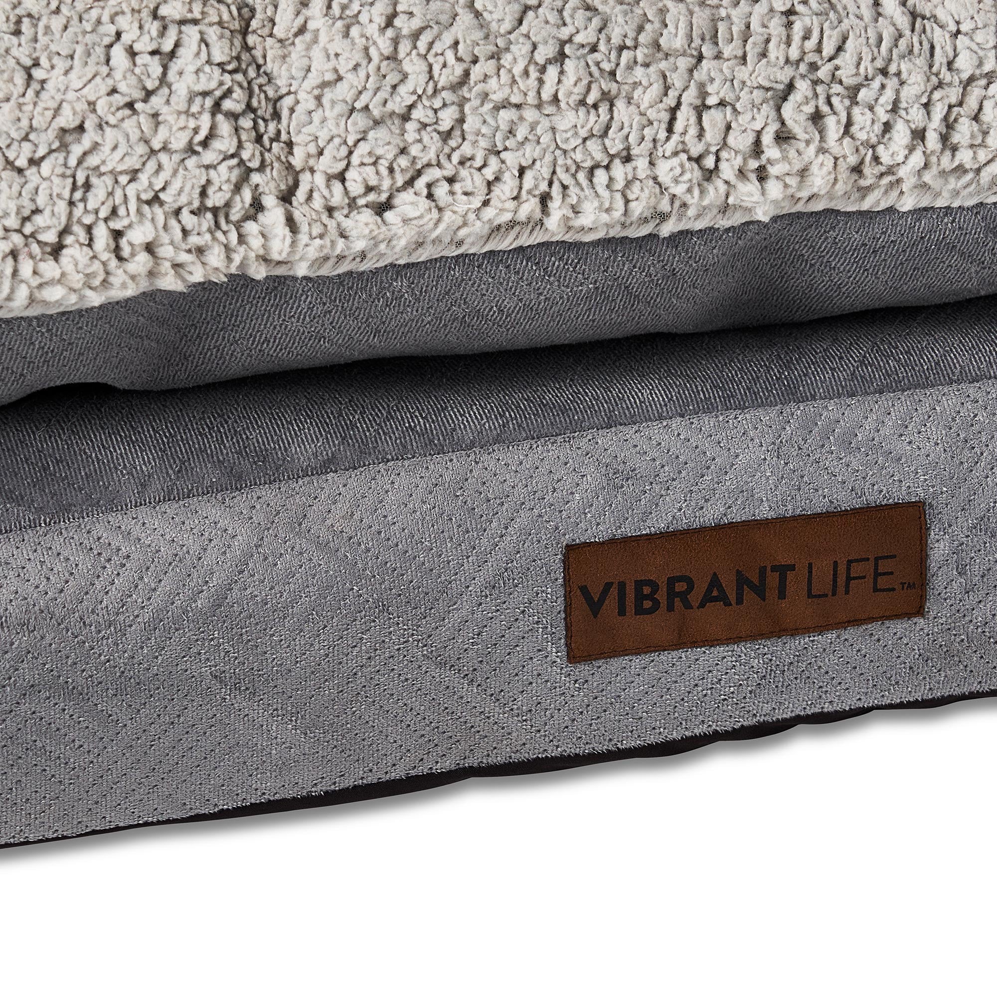 Vibrant Life Large Quilted Orthopedic Pillow Top Dog Bed， Gray