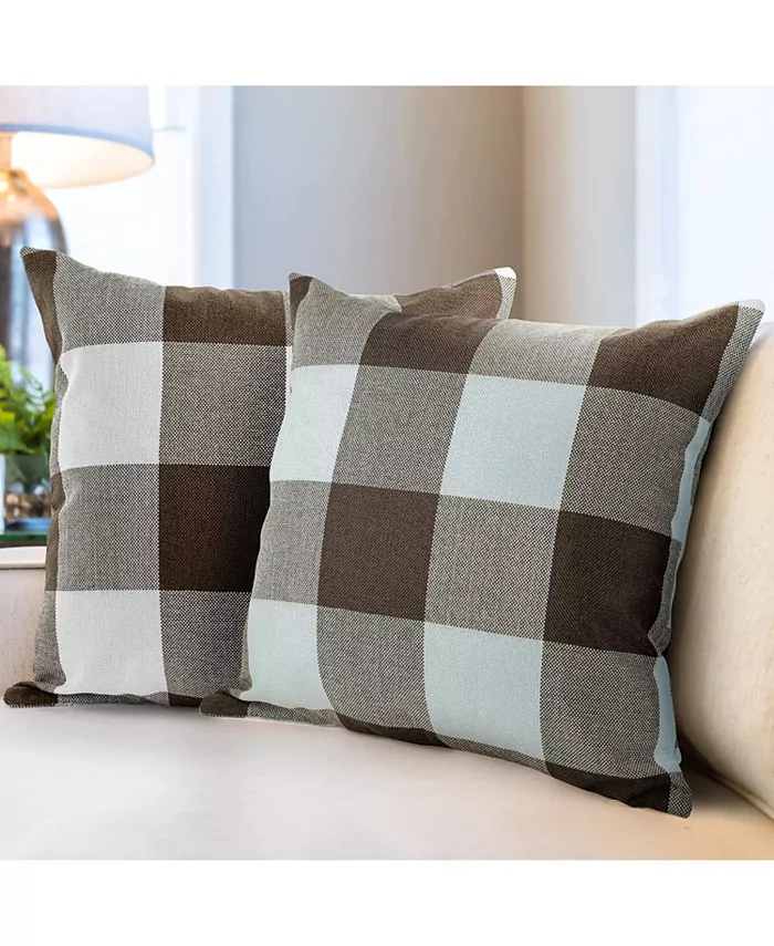 Zulay Kitchen 2 Pack Buffalo Plaid Throw Pillow Outdoor Indoor Covers 16x16 inches