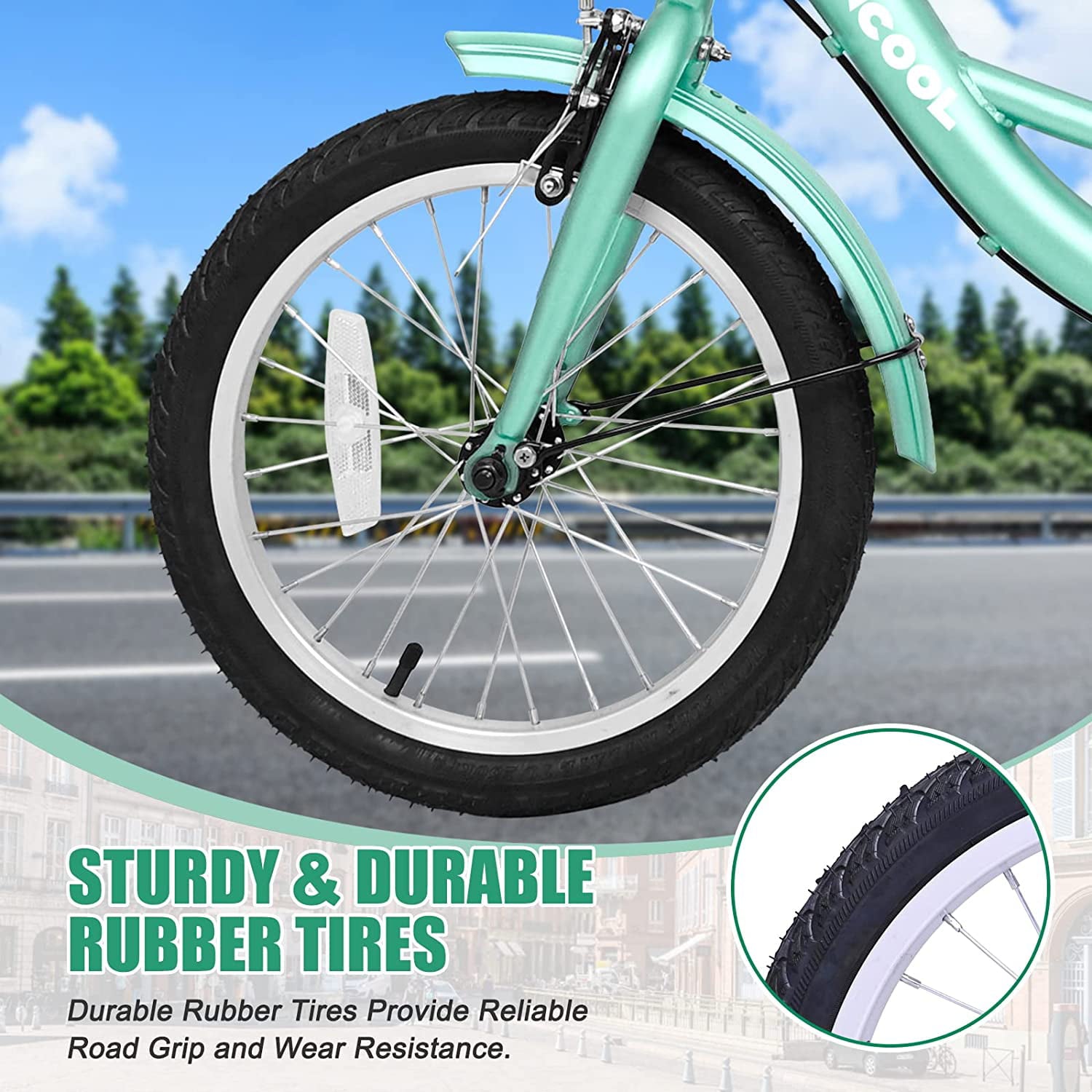 Slsy 16 inch Kids Tricycle， Single-Speed Three Wheeled Bike for 3'9