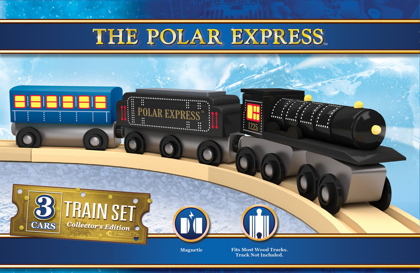 MasterPieces Wood Train Sets - The Polar Express 3 Piece Train Set