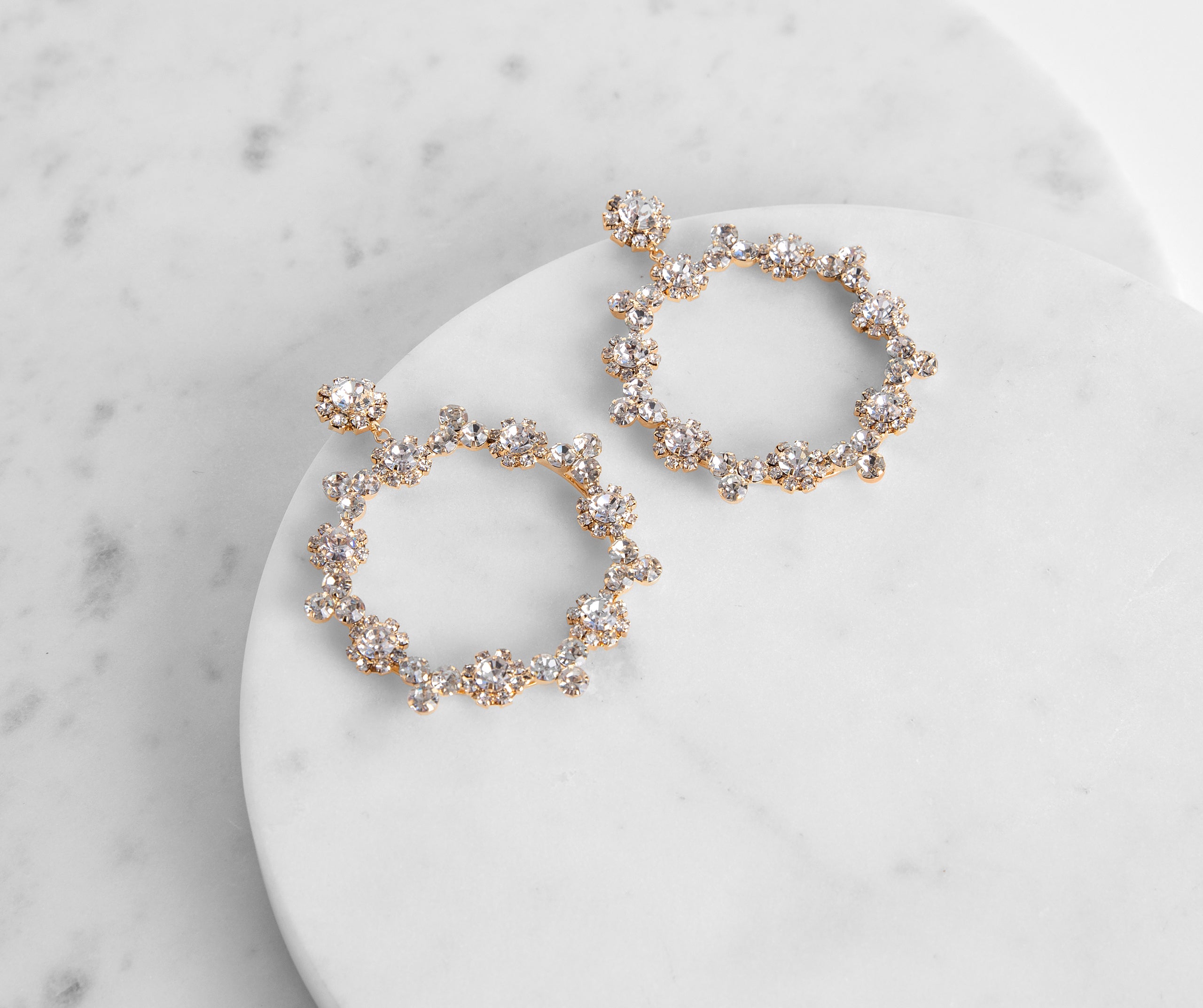Floral Rhinestone Hoop Earrings