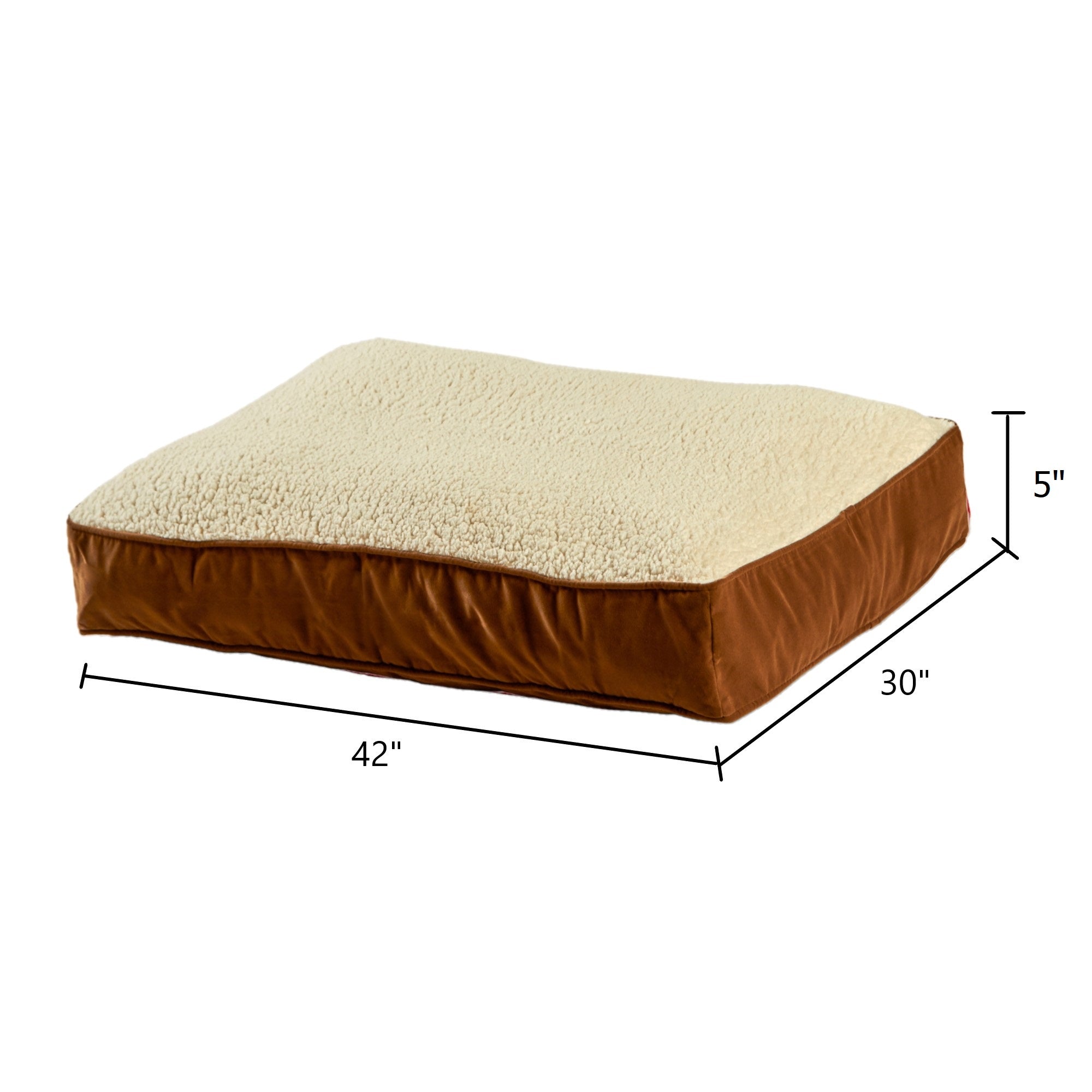 Happy Hounds Buster Sherpa Rectangle Pillow Style Dog Bed， Latte， Medium (42 x 30 in.)