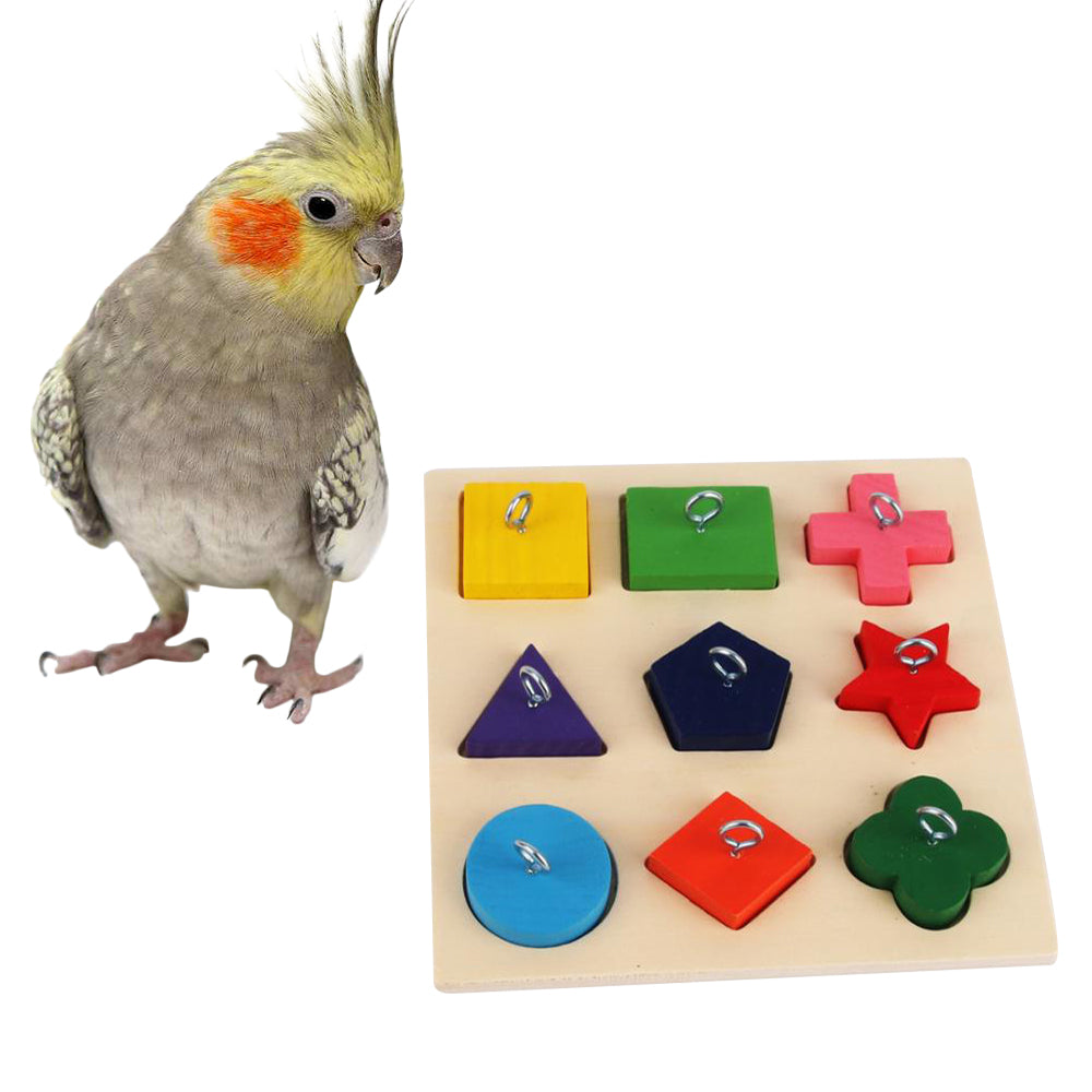 Pet Educational Interactive Toys Parrot Intelligence Training Colorful Wooden Block Birds Puzzle Supplies DIY Toy Accessories